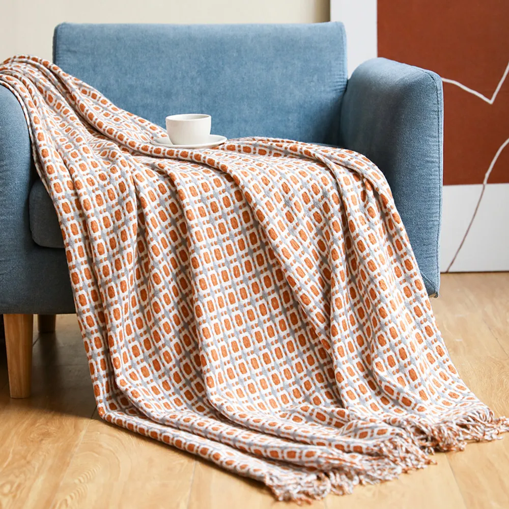 Koc z geometrycznym wzorem w k – Boho Throw Blanket Fringe recenzja i cena