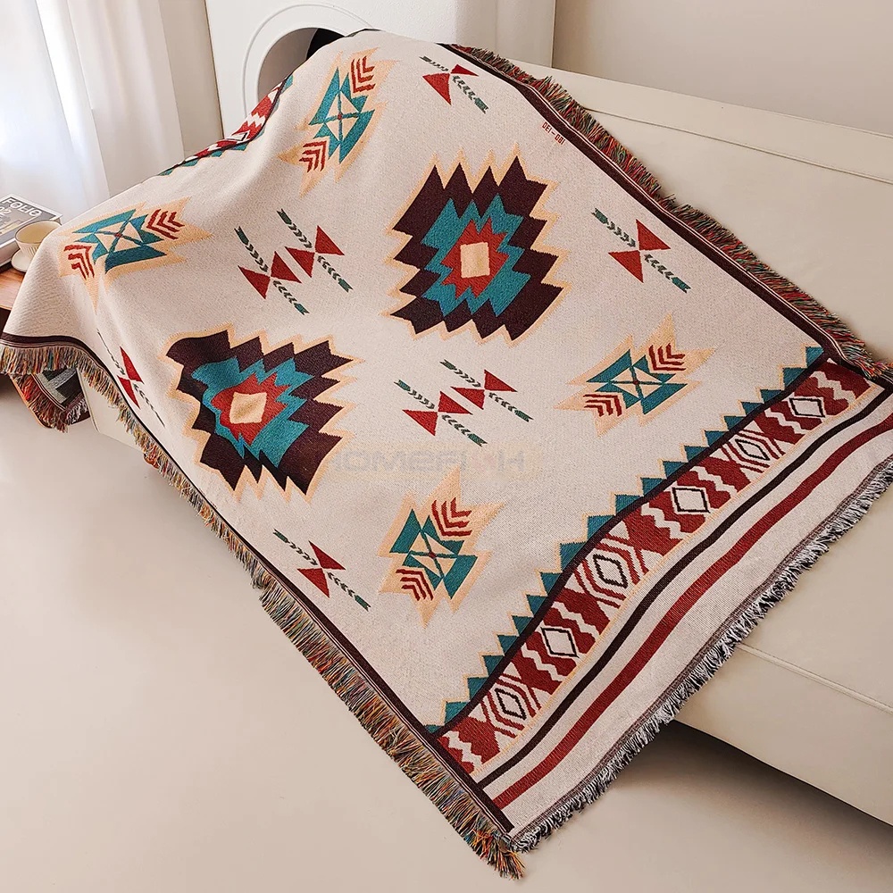 Koc Aztec Oversized Boho z Frę – Boho Throw Blanket Fringe recenzja i cena